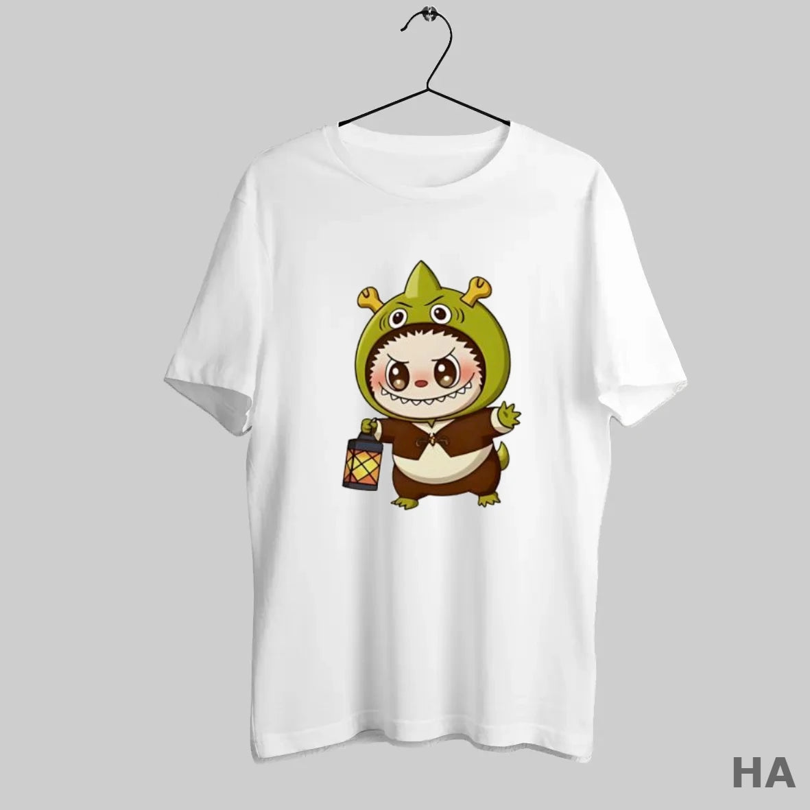 Official Labubu Wearing Shrek Ogre Costume Holding Lantern T-Shirts, Hoodie, Sweatshirt | InkRitualCo.com