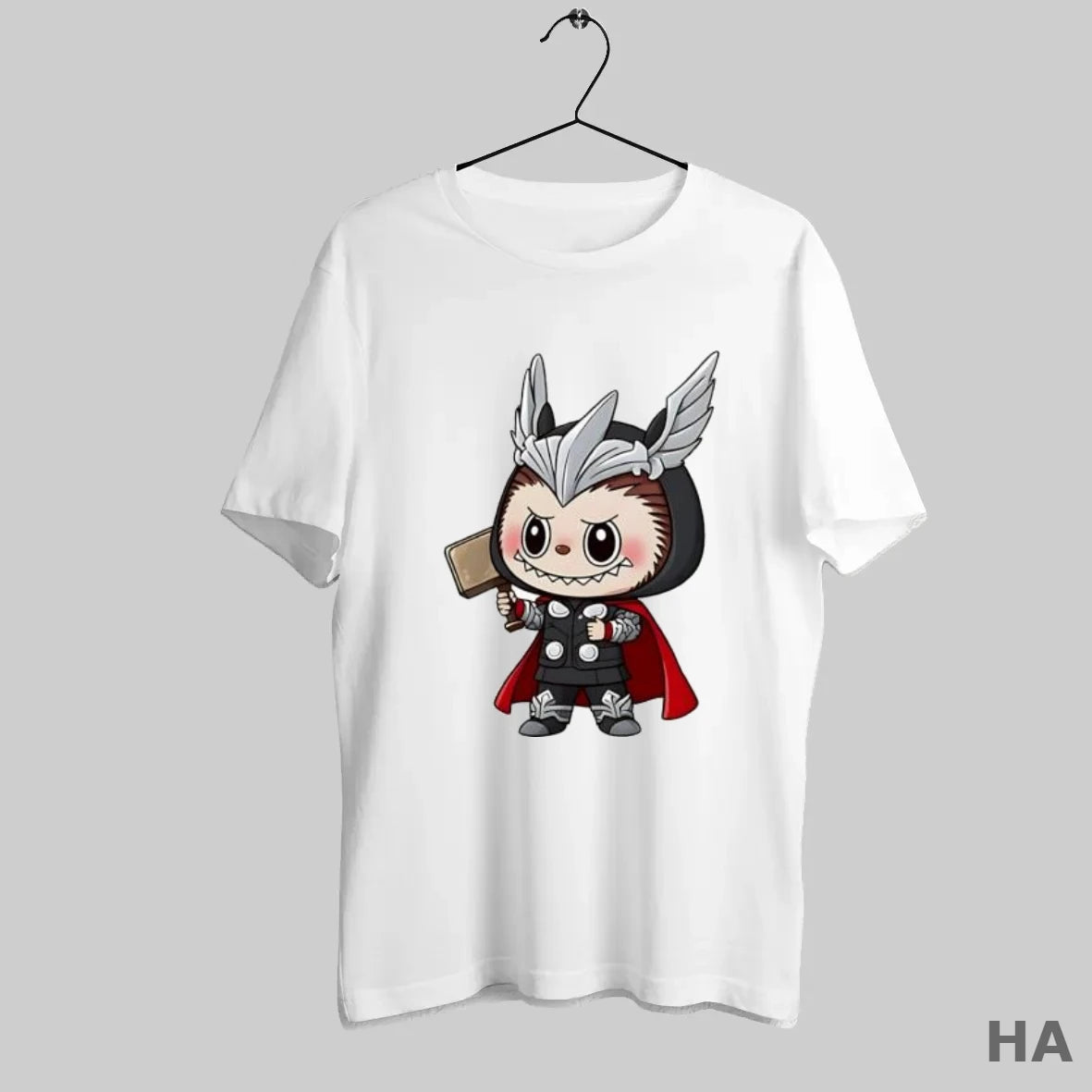 Official Labubu Wearing Thor God Of Thunder Costume Holding Hammer T-Shirts, Hoodie, Sweatshirt | InkRitualCo.com