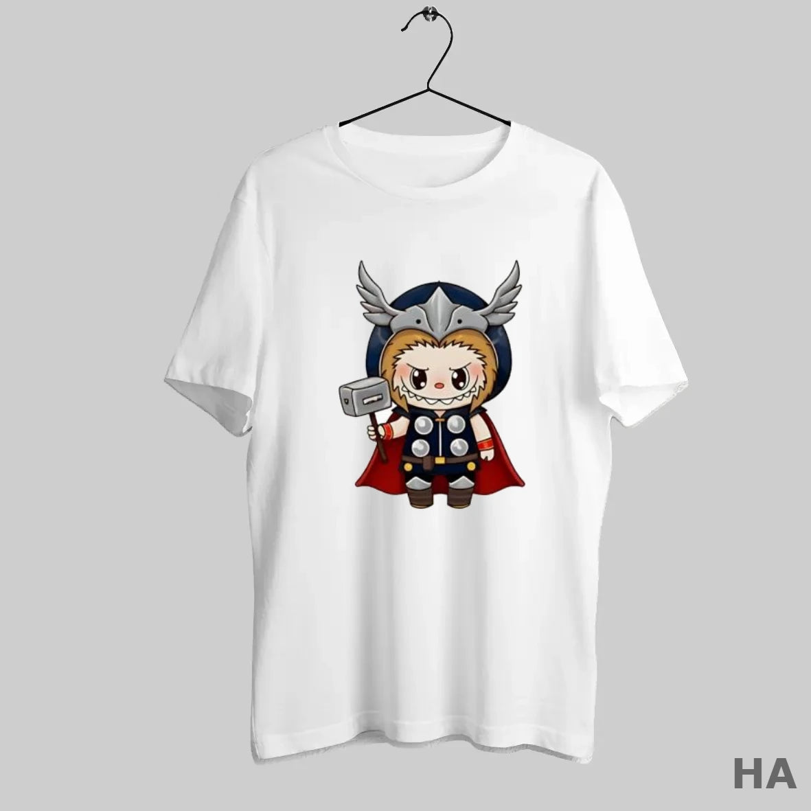 Official Labubu Wearing Thor God Of Thunder Costume Holding Hammer Cute T-Shirts, Hoodie, Sweatshirt | InkRitualCo.com