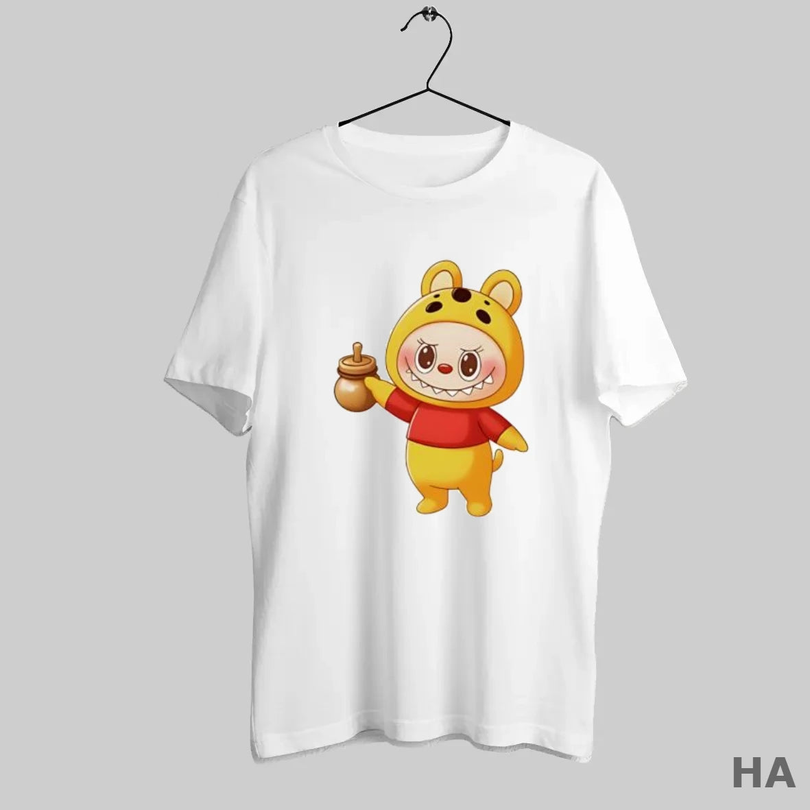 Official Labubu Wearing Winnie The Pooh Bear Costume Holding Honey Pot T-Shirts, Hoodie, Sweatshirt | InkRitualCo.com