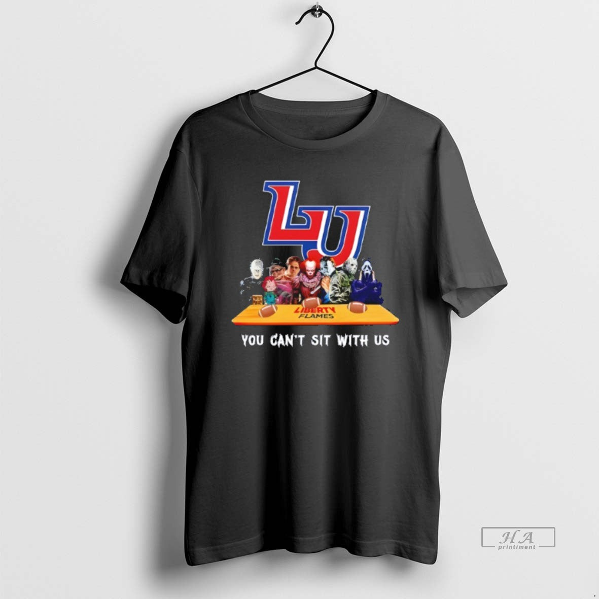 Official Liberty Flames Horror Movie Characters You Cant Sit With Us Halloween T-Shirts, Hoodie, Sweatshirt | InkRitualCo.com