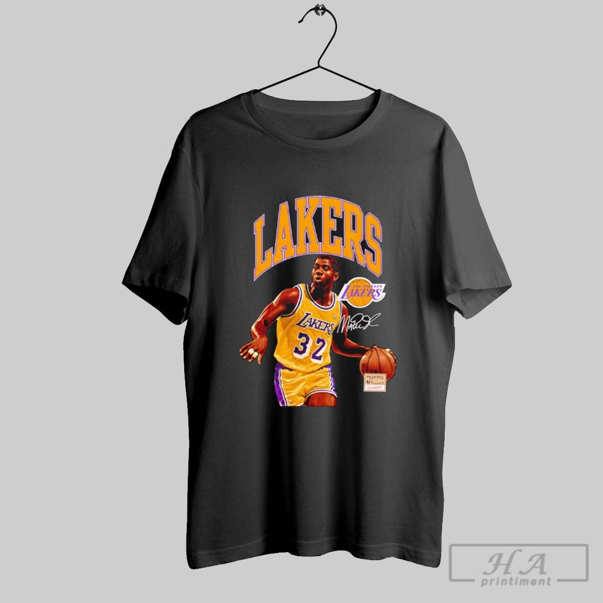 Official Magic Johnson Los Angeles Lakers Mitchell Ness Hardwood Classics Player Arch Signature T-Shirts, Hoodie, Sweatshirt