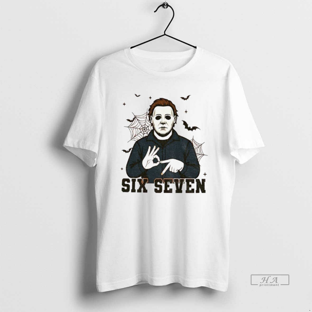 Official Michael Myers Bat Six Seven 6 7 Meme Spooky Halloween T-Shirts, Hoodie, Sweatshirt | InkRitualCo.com