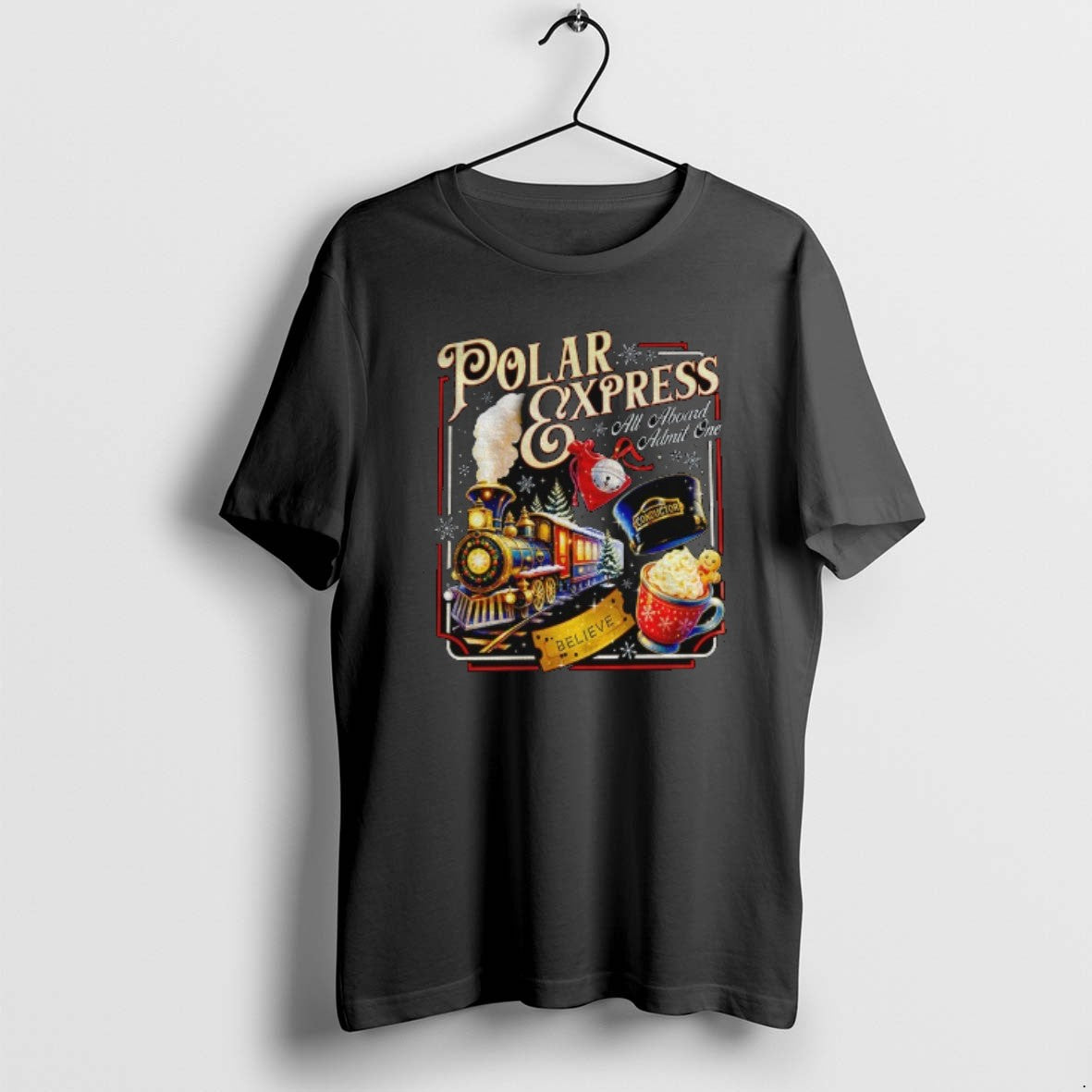 Official Polar Express All Aboard Admit One Christmas Believe Gold Stick T-Shirts, Hoodie, Sweatshirt | InkRitualCo.com