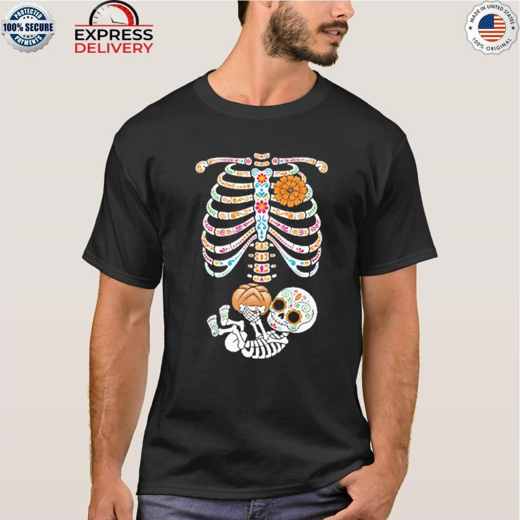 Pregnancy Skeleton Día De Los Muertos Belly Bump Shirt