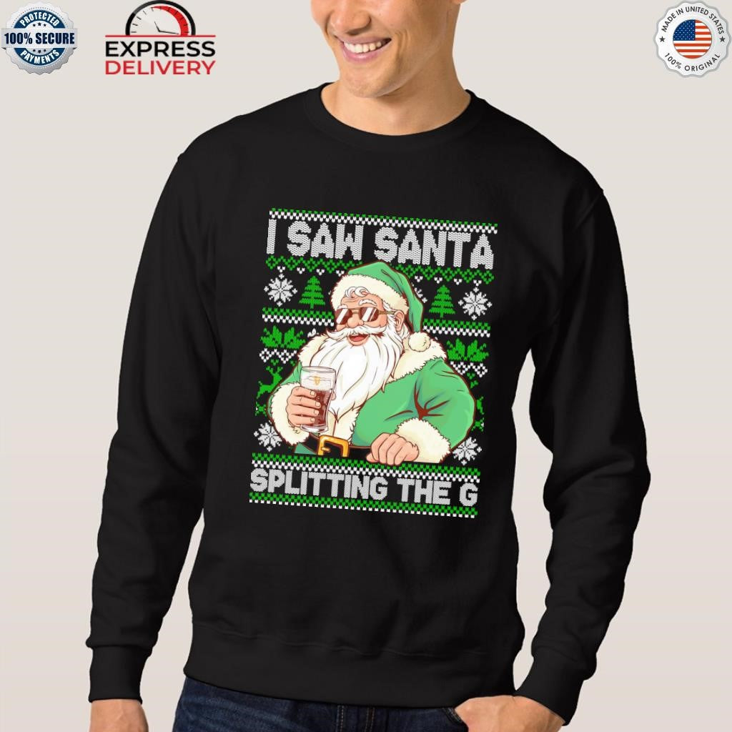 Santa Splitting The G Guinness Christmas Ugly Shirt