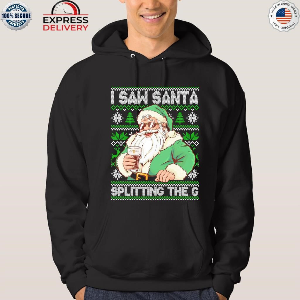Santa Splitting The G Guinness Christmas Ugly Shirt