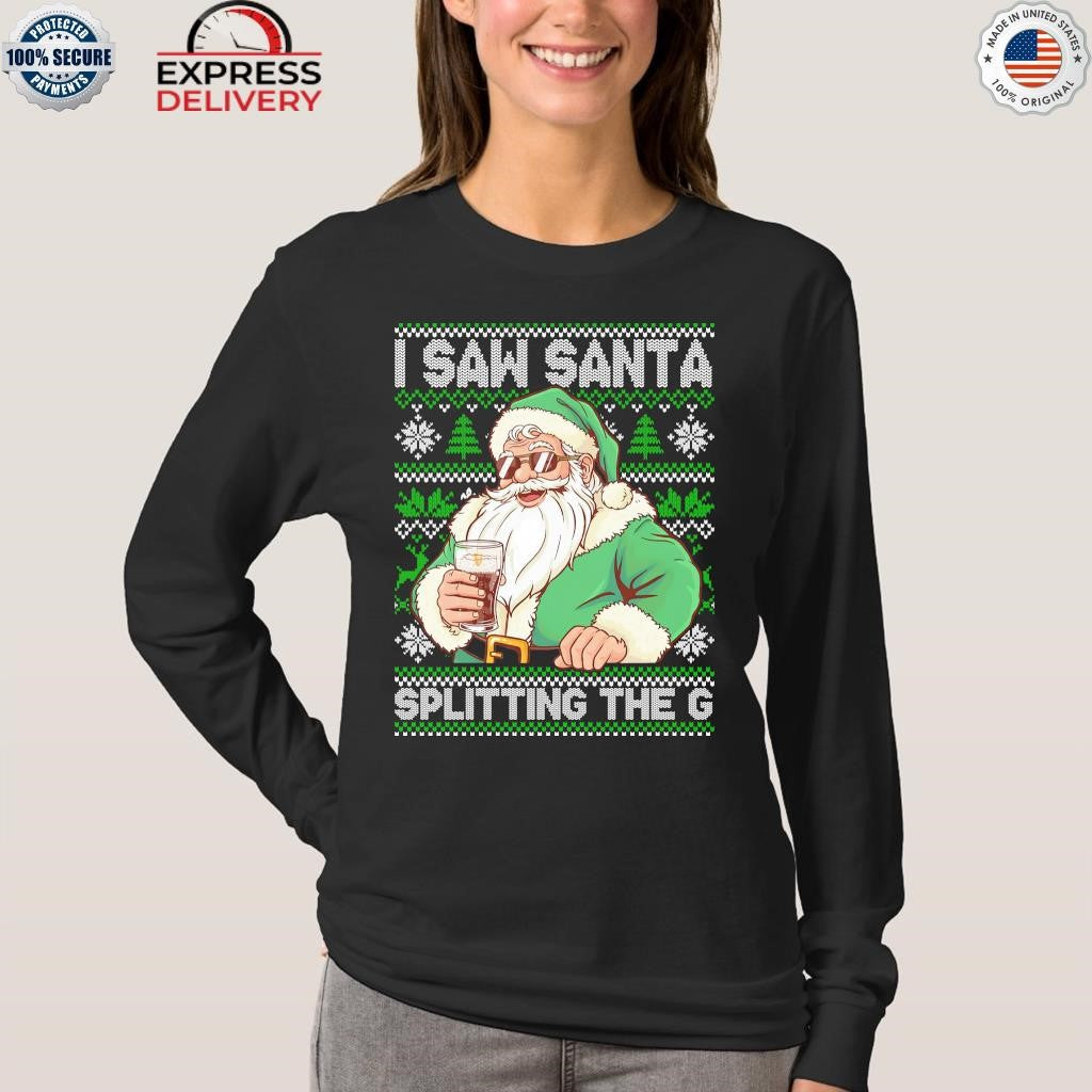 Santa Splitting The G Guinness Christmas Ugly Shirt