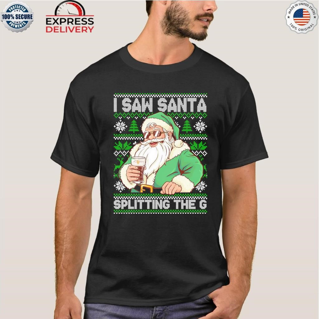 Santa Splitting The G Guinness Christmas Ugly Shirt