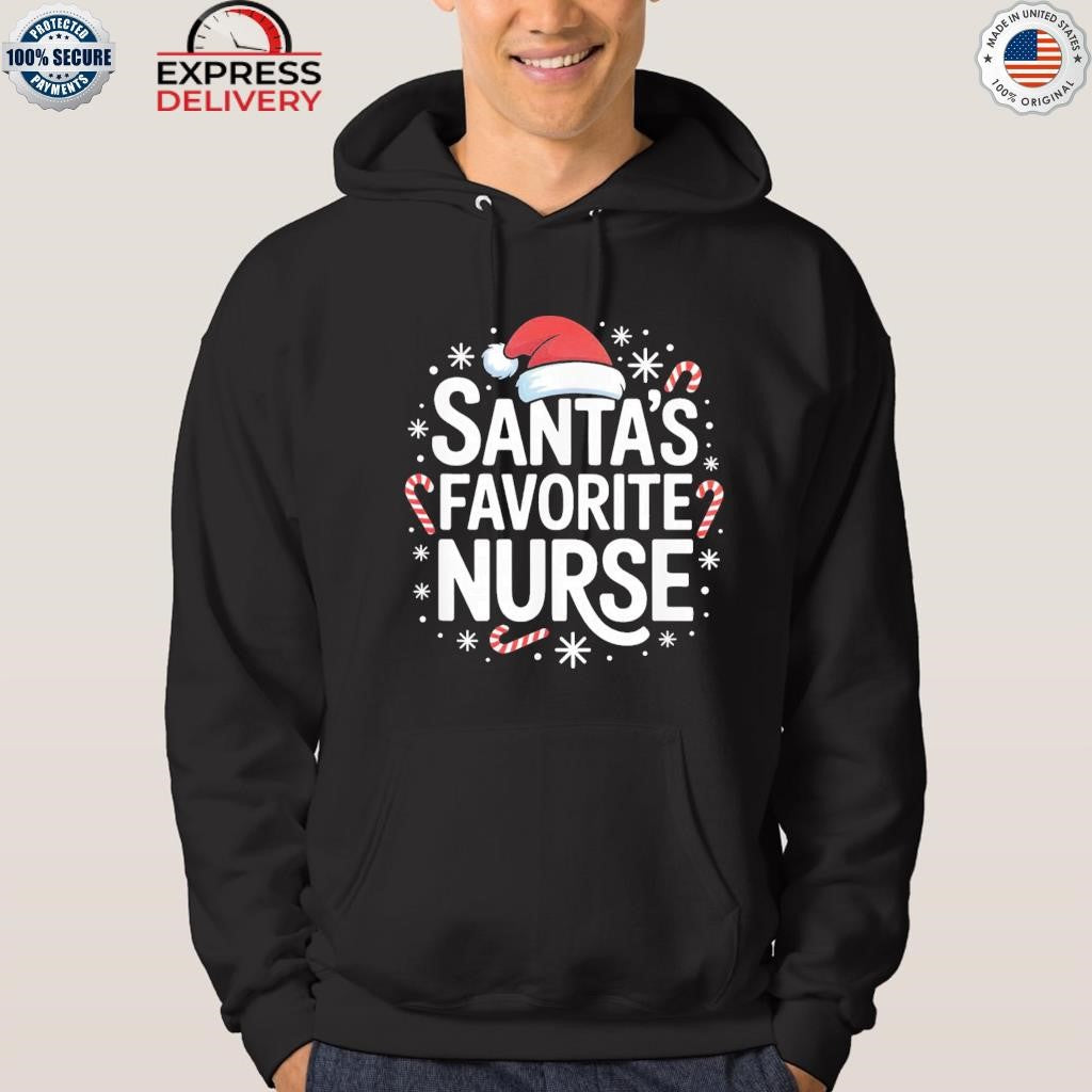 Santa’s Favorite Nurse Christmas Candy Canes Snowflakes Shirt