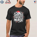 Santa’s Favorite Nurse Christmas Candy Canes Snowflakes Shirt