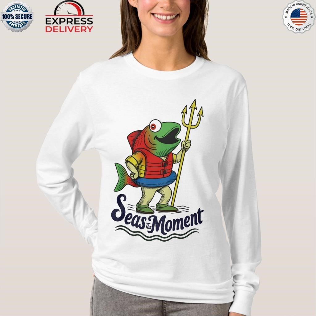 Seas The Moment Humpy Salmon Mariners Holding Trident Shirt
