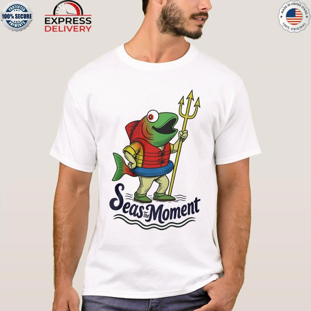 Seas The Moment Humpy Salmon Mariners Holding Trident Shirt