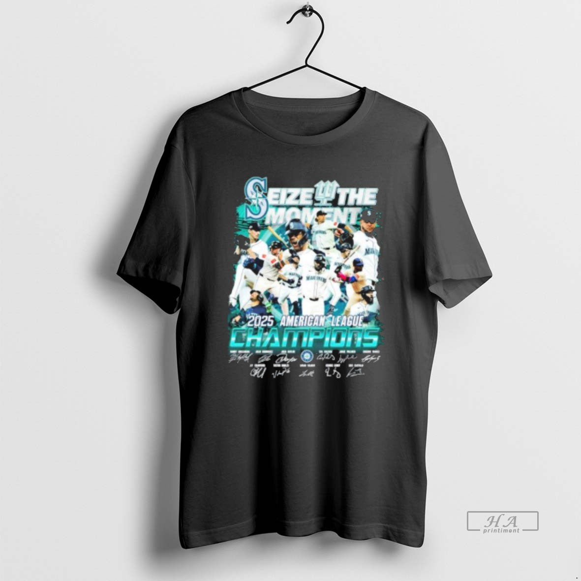 Official Seattle Mariners Seize The Moment 2025 American League Champions Signatures T-Shirts, Hoodie, Sweatshirt