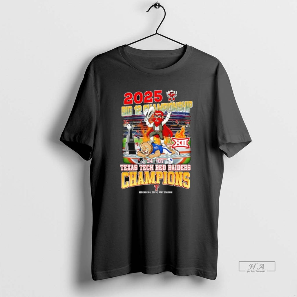 Official Texas Tech Red Raiders Big 12 Champions 34 07 Score Att Stadium On December T-Shirts, Hoodie, Sweatshirt