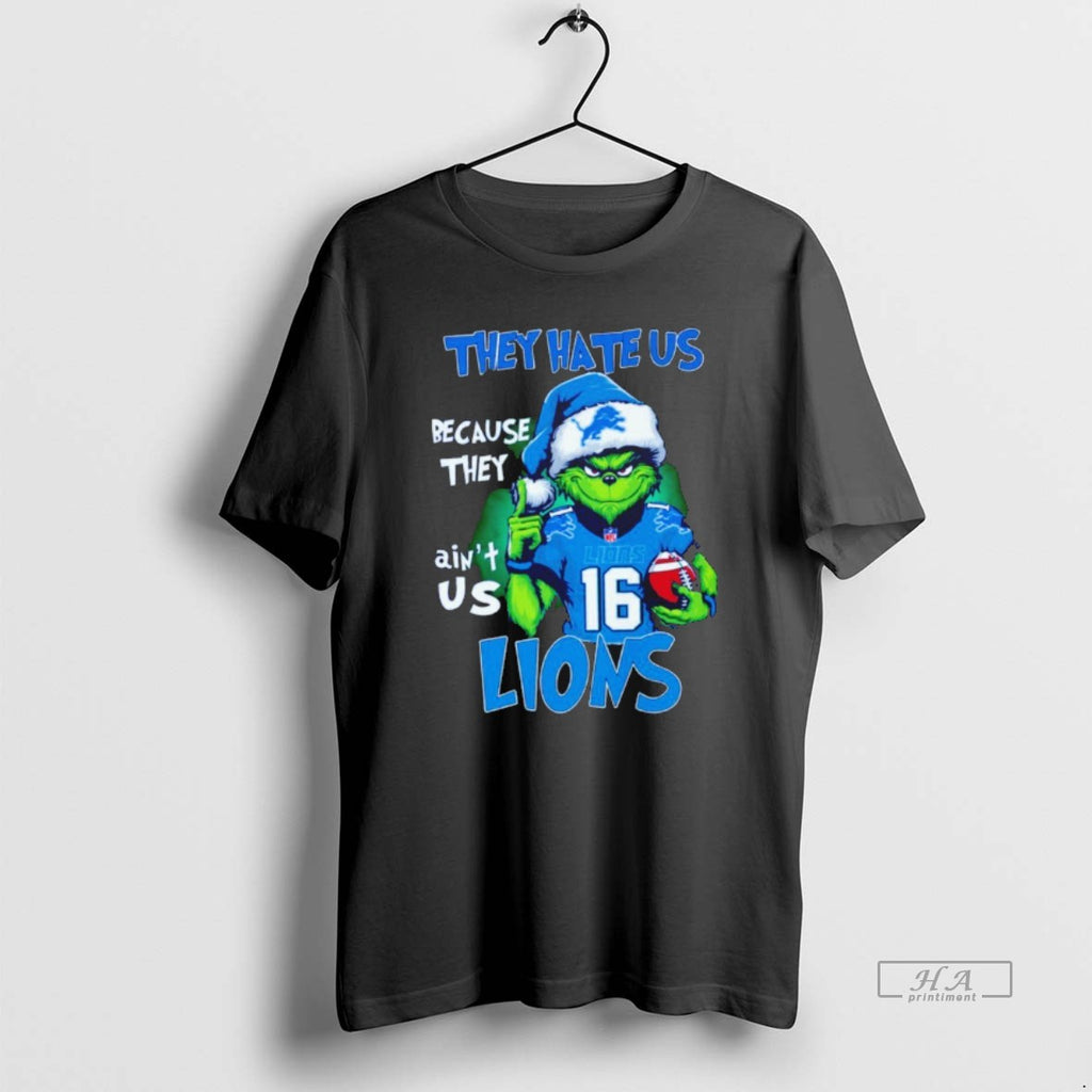 Official The Grinch They Hate Us Because They Aint Us Detroit Lions Christmas T-Shirts, Hoodie, Sweatshirt | InkRitualCo.com