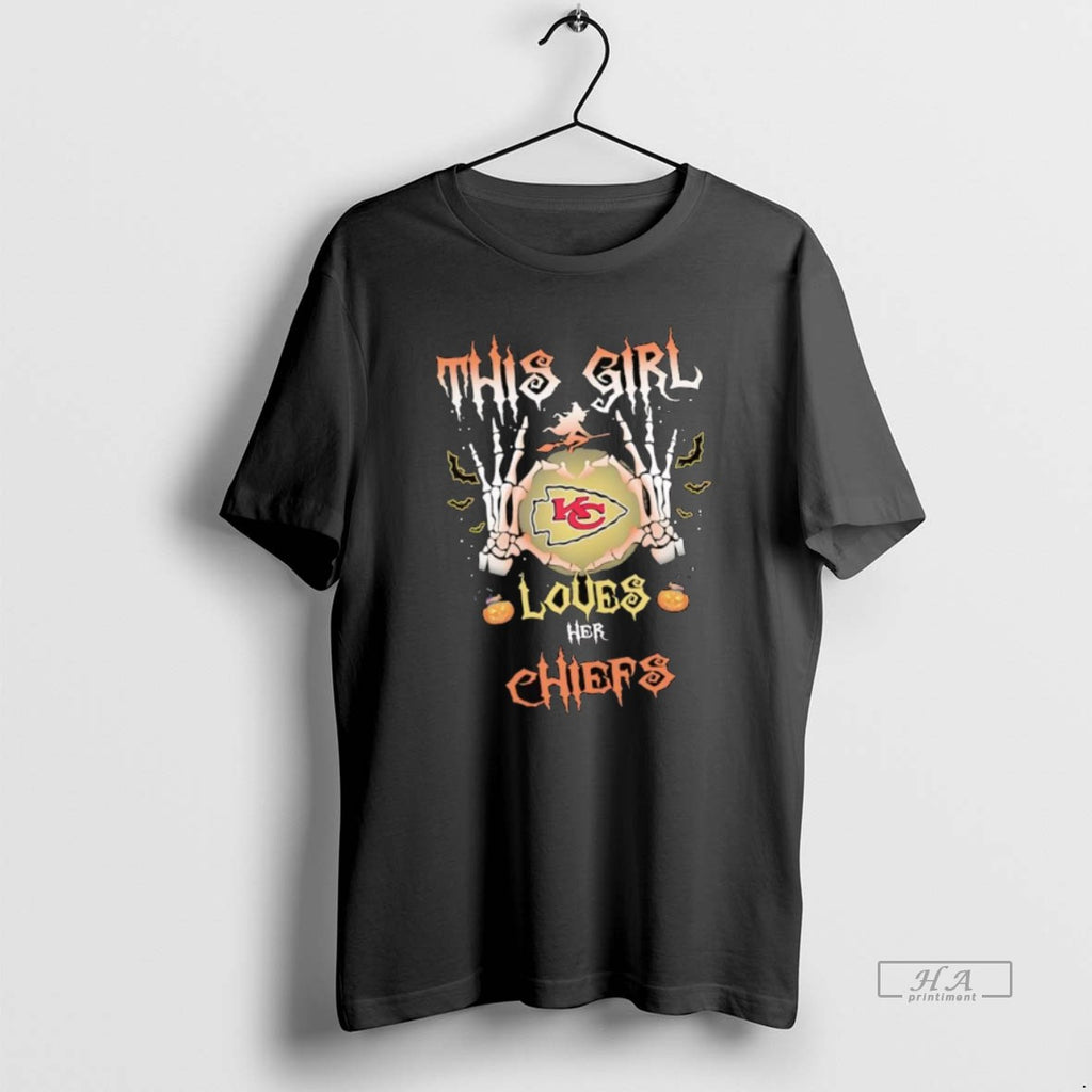Official This Girl Loves Her Kansas City Chiefs Skeleton Hands T-Shirts, Hoodie, Sweatshirt | InkRitualCo.com