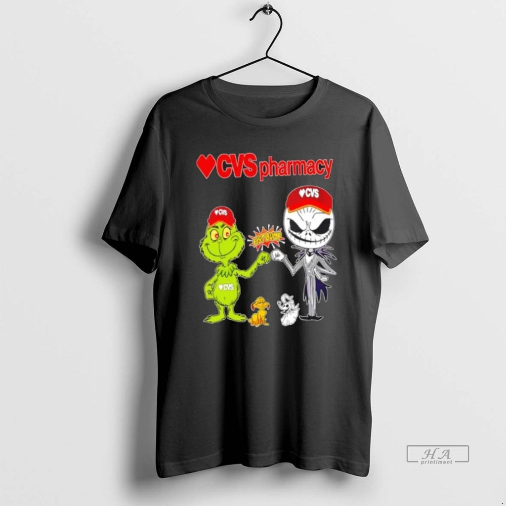 Official Trendy Cvs Pharmacy X Grinch And Jack Skellington Fist Bump Uniwilling Friends T-Shirts, Hoodie, Sweatshirt