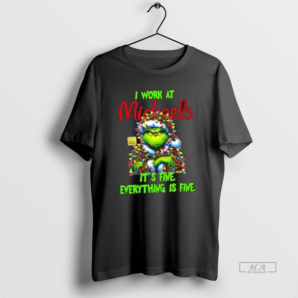 Official Trendy Grinch Christmas Tree X Michaels I Work At Its Fine Everything Is Fine T-Shirts, Hoodie, Sweatshirt