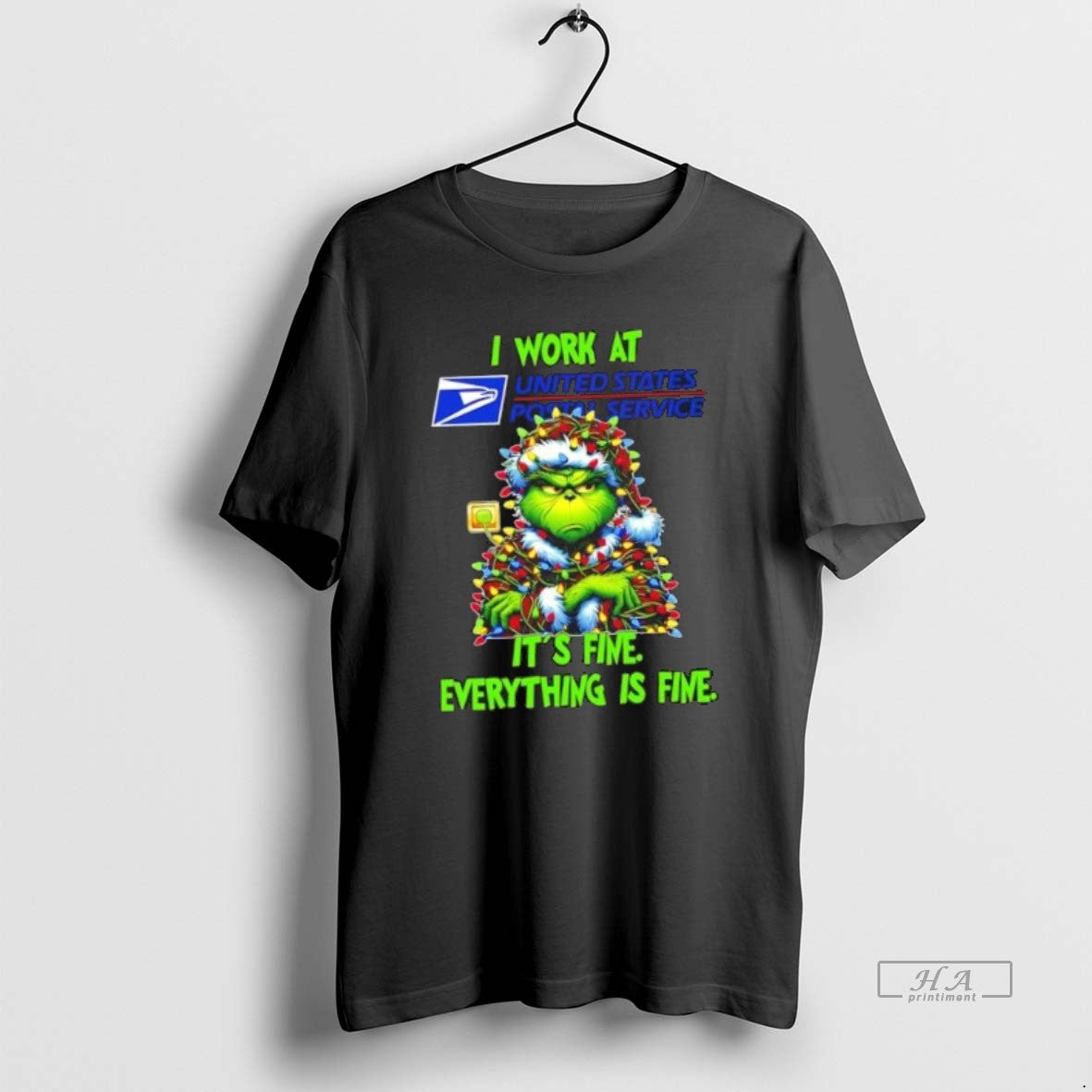 Official Trendy Grinch Christmas Tree X Usps I Work At Its Fine Everything Is Fine T-Shirts, Hoodie, Sweatshirt