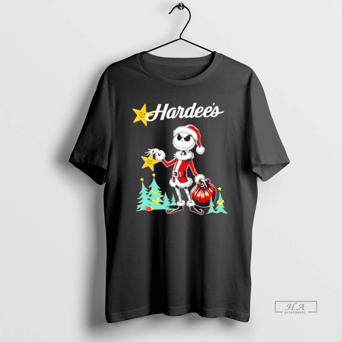 Official Trendy Hardees X Jack Skellington Santa Isnt Real Christmas T-Shirts, Hoodie, Sweatshirt | InkRitualCo.com