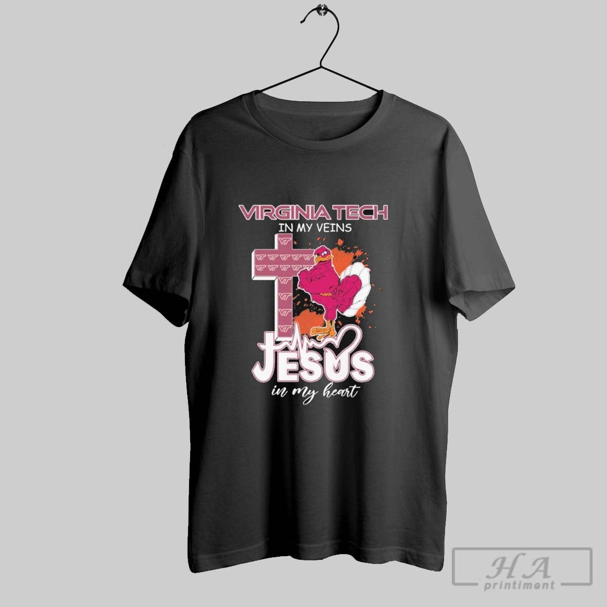 Official Virginia Tech Hokies In My Veins Jesus In My Heart Mascot T-Shirts, Hoodie, Sweatshirt | InkRitualCo.com
