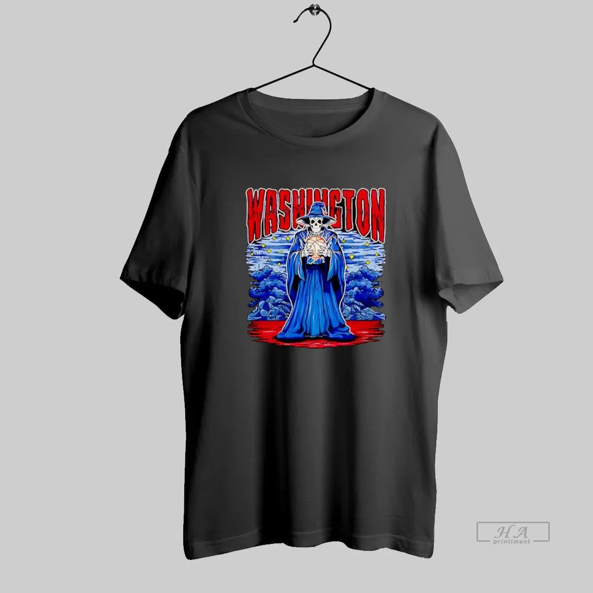 Official Washington Skeleton Wizard Holding Basketball In Dark Fantasy T-Shirts, Hoodie, Sweatshirt | InkRitualCo.com