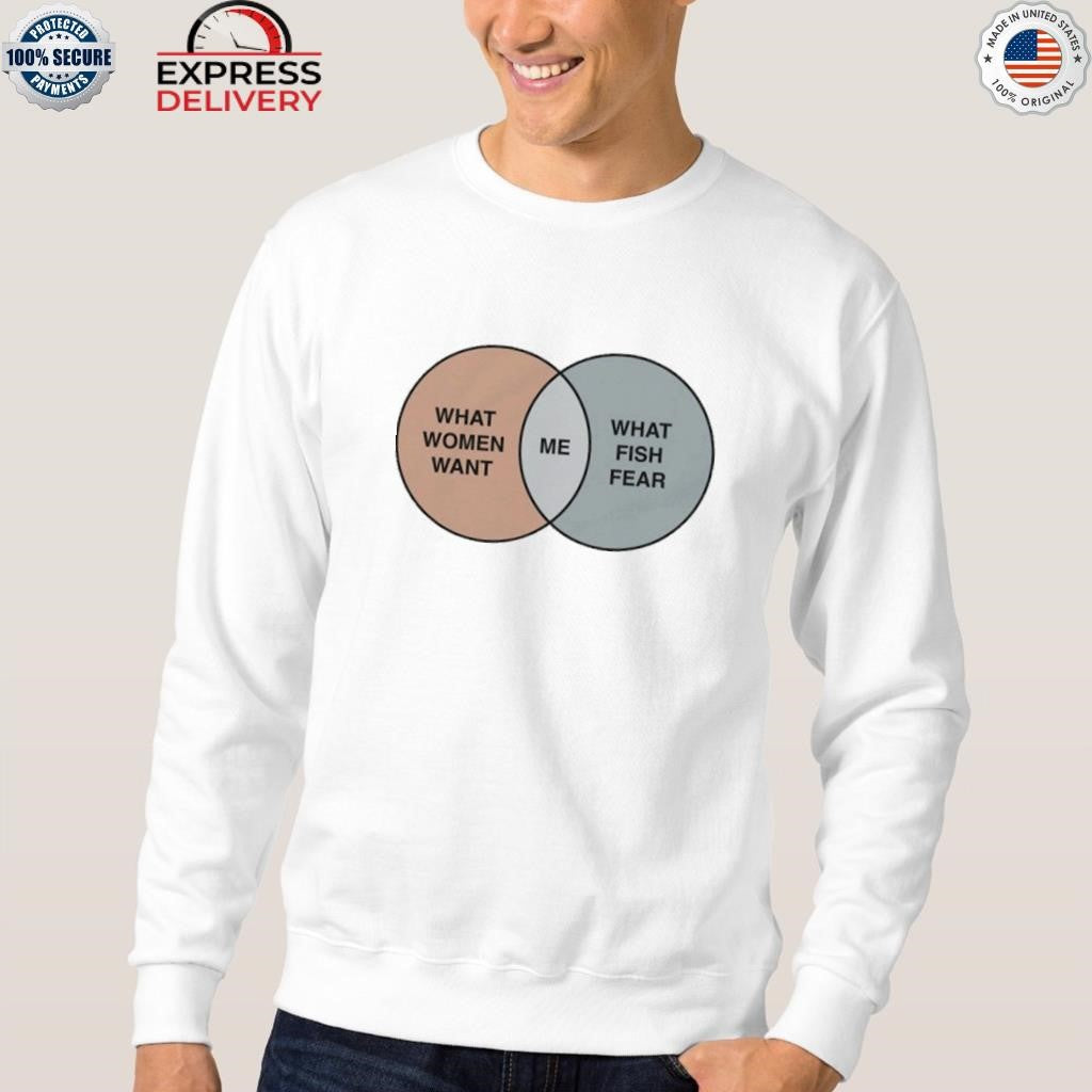 What Women Want Me Fish Fear Me Venn Diagram Shirt