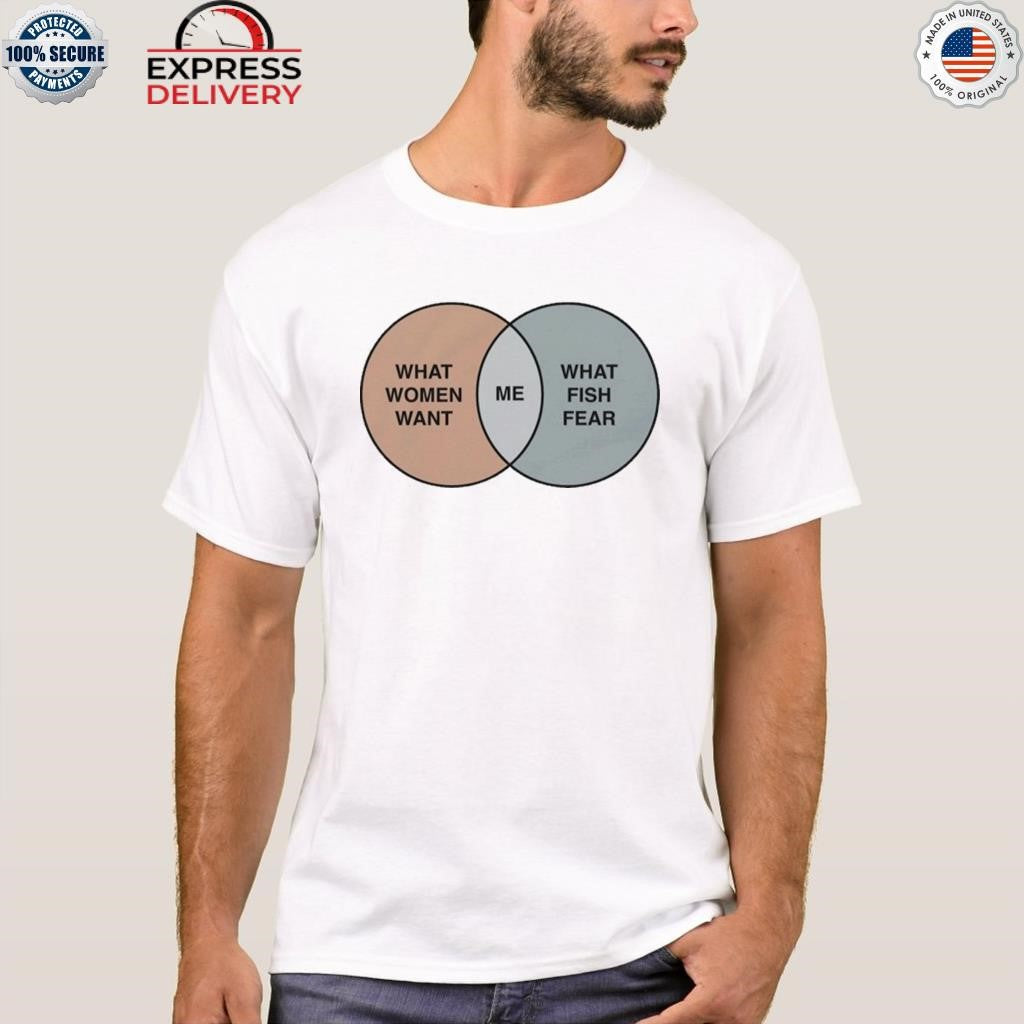 What Women Want Me Fish Fear Me Venn Diagram Shirt