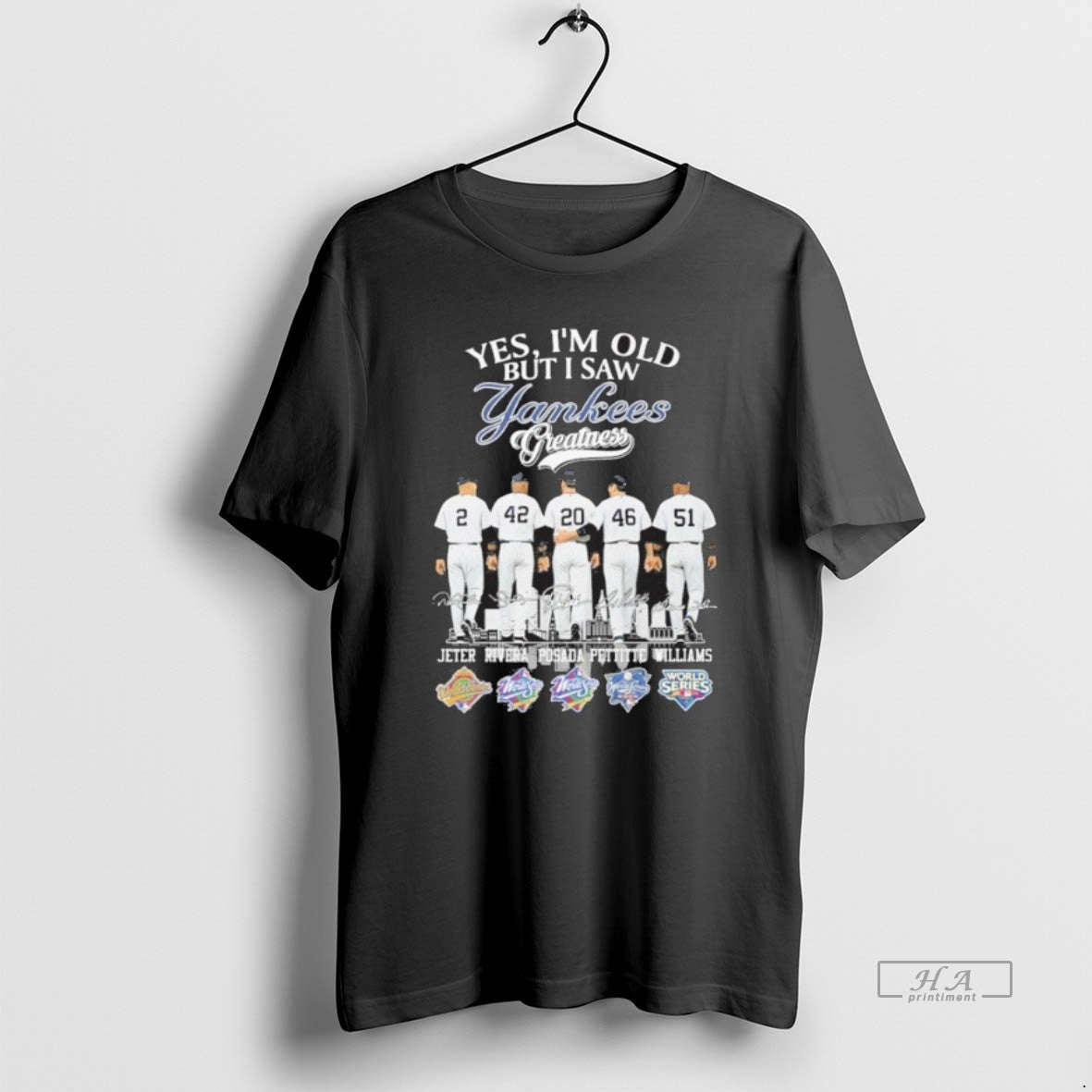 Official Yes Im Old But I Saw Yankees Greatness Player Signature Jeter Rivera Posada Pettitte T-Shirts, Hoodie, Sweatshirt