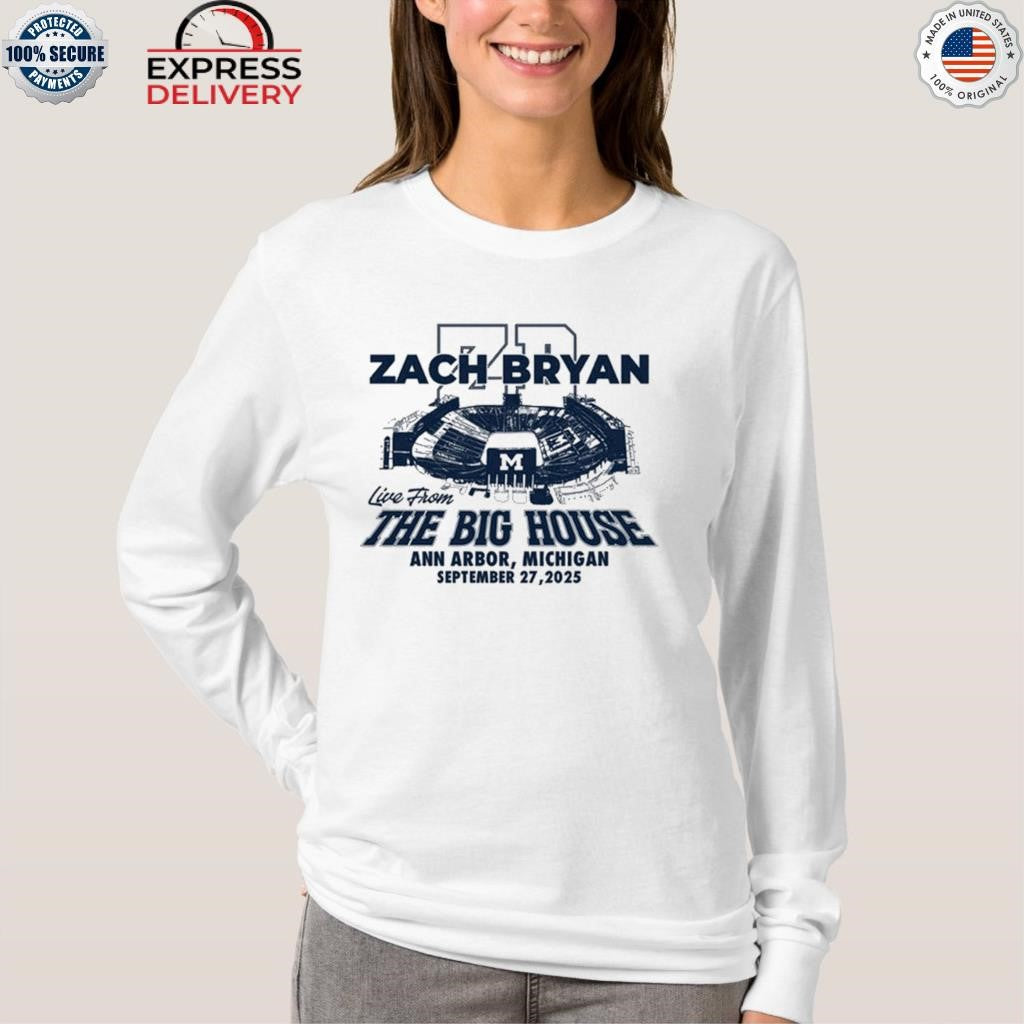 Zach Bryan The Big House Michigan Sep 27 2025 Tour Shirt