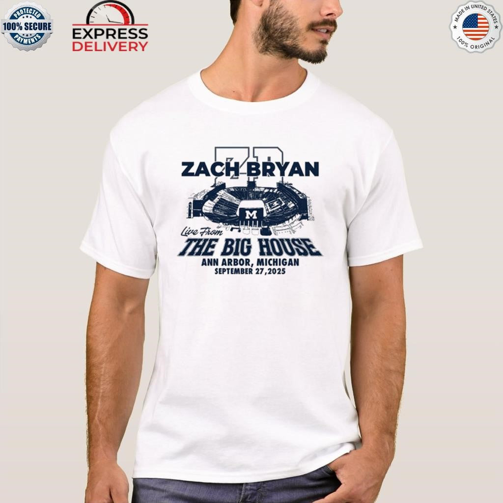 Zach Bryan The Big House Michigan Sep 27 2025 Tour Shirt