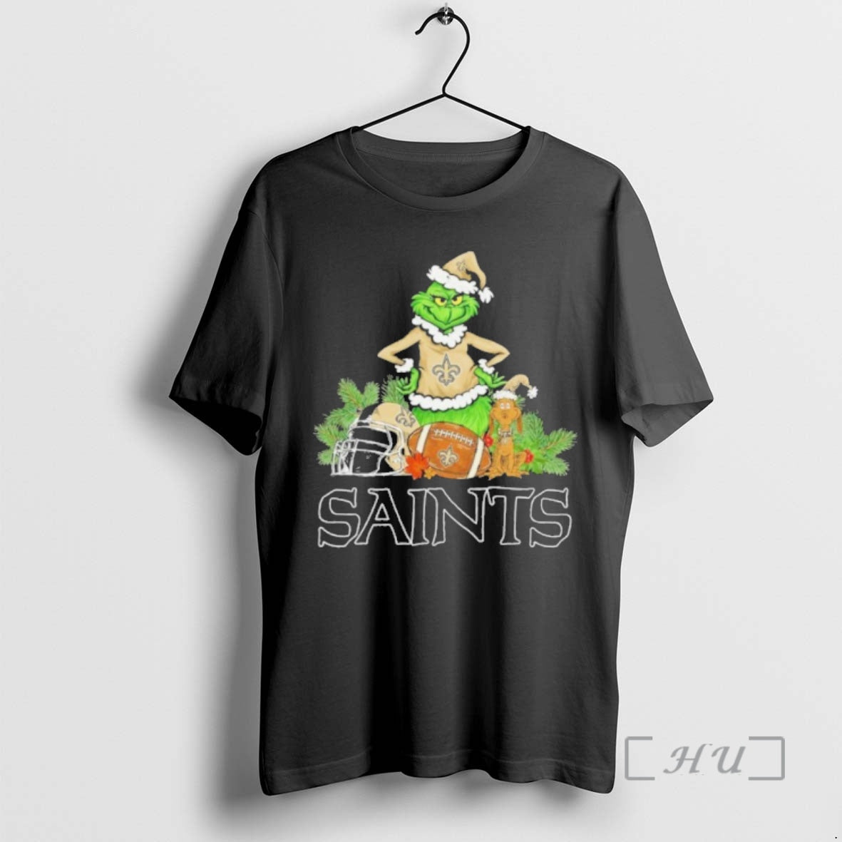 Officials 2025 Santa Grinch X Dog Ball Merry Christmas Saints Logo Premium T Shirts Sweater Hoodie, Sweatshirt