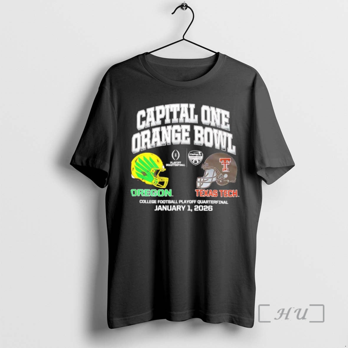 Officials 2026 Oregon Vs Texas Tech Capital One Orange Bowl Helmet Premium T Shirts Sweater Hoodie, Sweatshirt