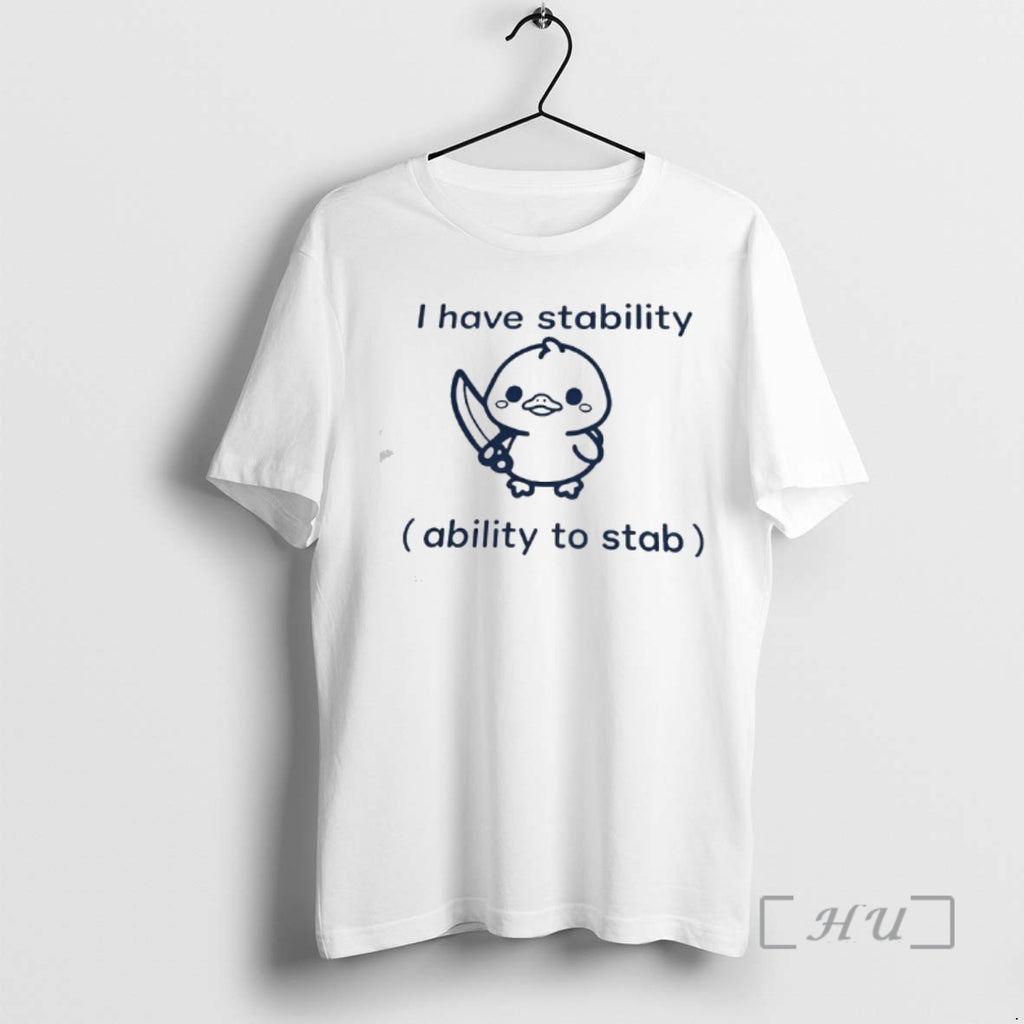 Officials Baby Duck Holding Knife I Have Stability Ability To Stab Premium T Shirts Sweater Hoodie, Sweatshirt