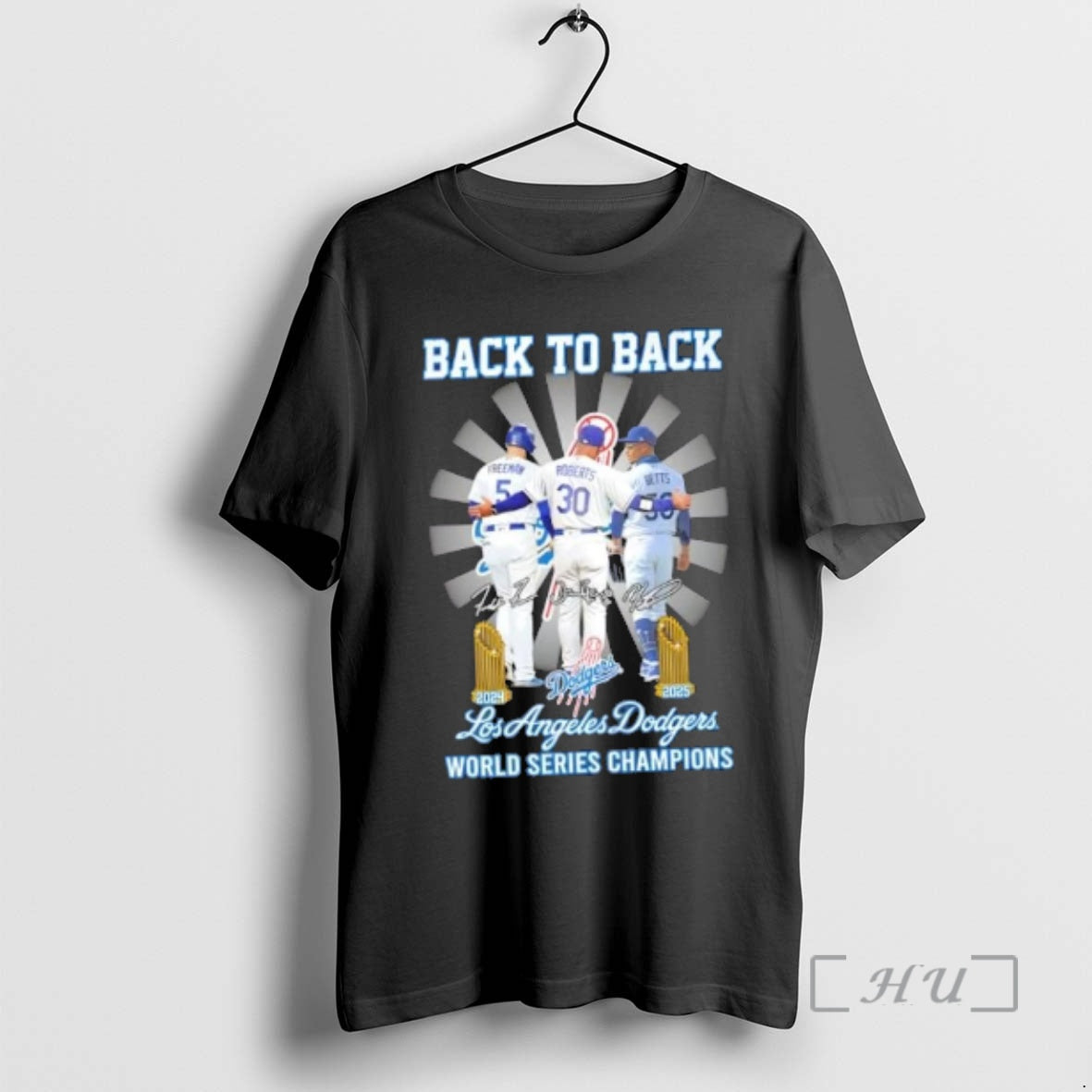 Officials Back To Back Freeman Roberts Betts Los Angeles Dodgers World Series Champions Signatures Premium T-Shirts,...