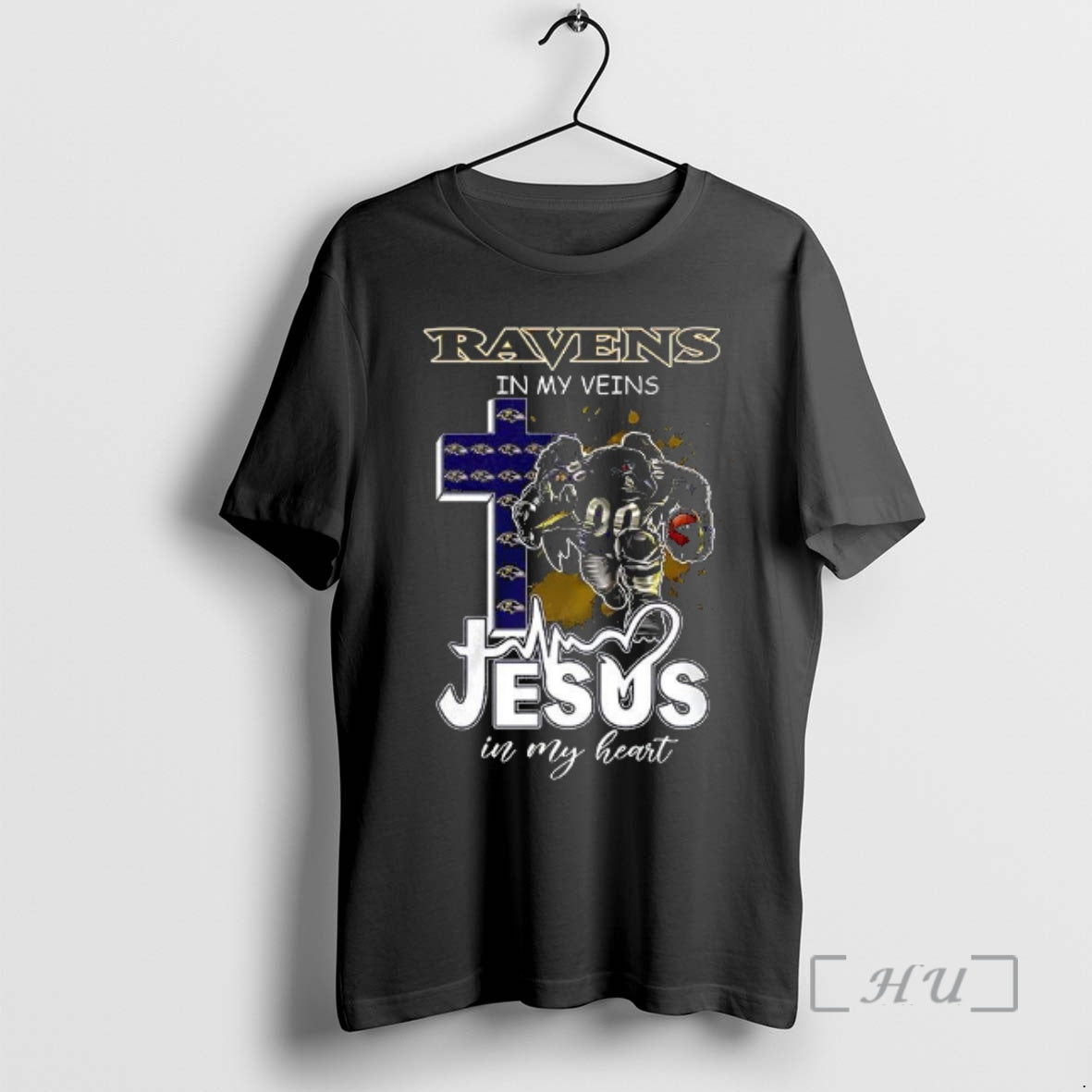 Officials Baltimore Ravens In My Veins Jesus In My Heart Mascot Premium T Shirts Sweater Hoodie, Sweatshirt | InkRitualCo.com