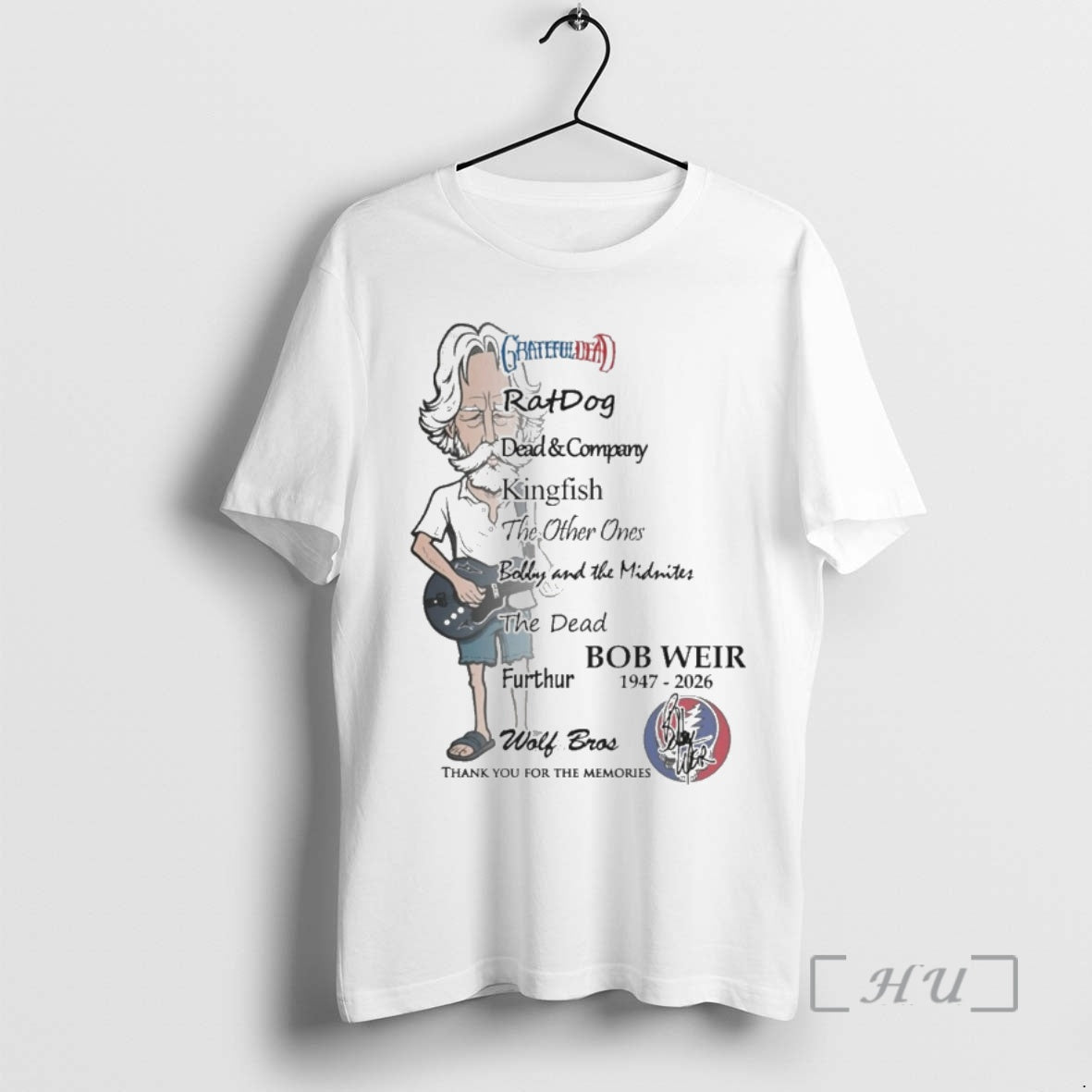 Officials Bob Weir 1947 2026 Grateful Dead Song Text Thank You For The Memories Signature T-Shirts, Hoodie, Sweatshirt