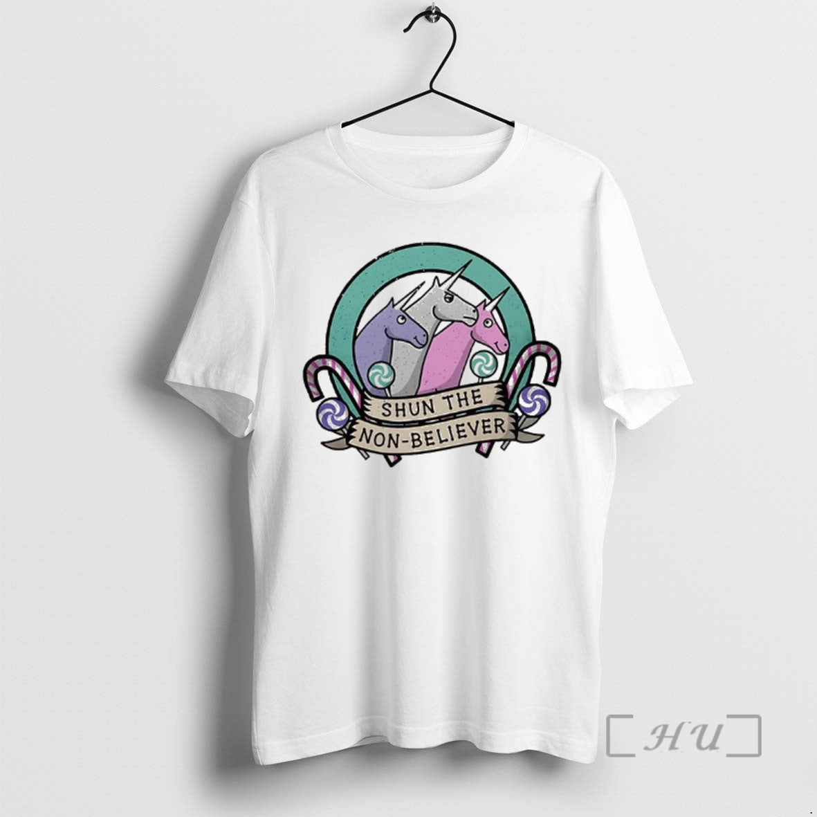 Officials Charlie The Unicorn Shun The Non Believer Candy Cane Cartoon Premium T Shirts Sweater Hoodie, Sweatshirt
