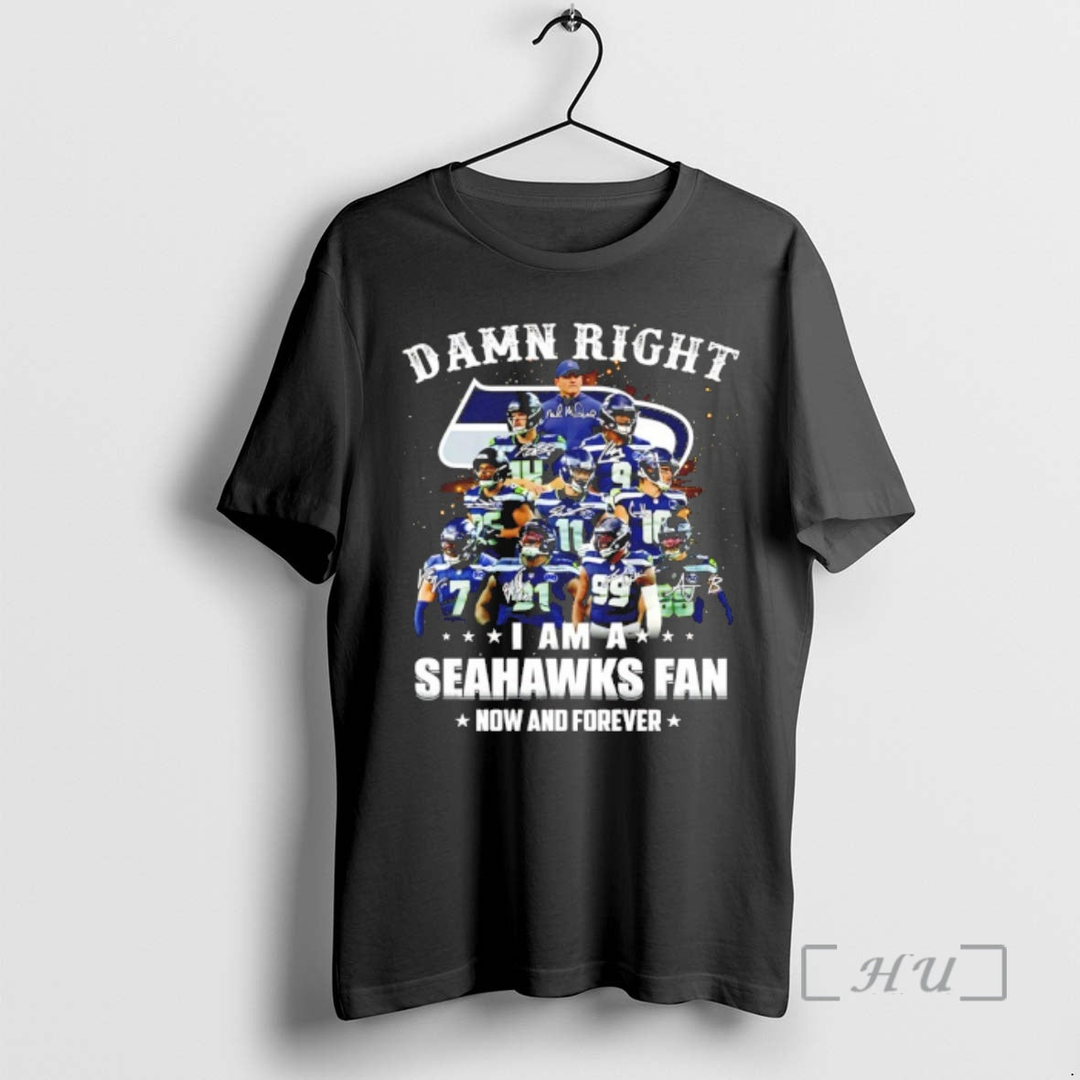 Officials Damn Right I Am A Seahawks Fan Now And Forever Player Collage Christmas Tree T-Shirts, Hoodie, Sweatshirt