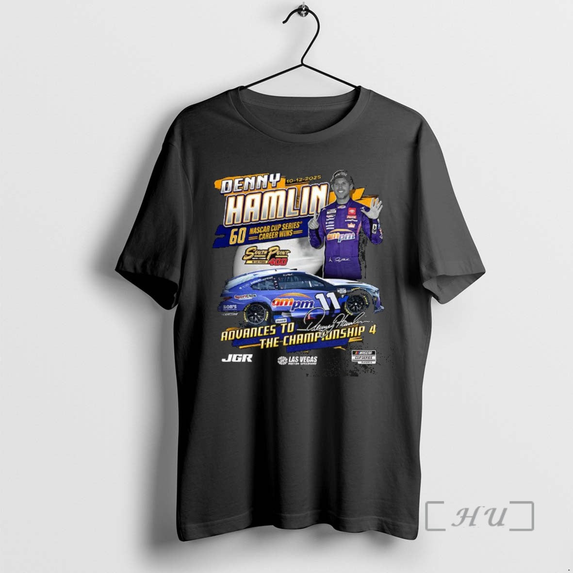 Officials Denny Hamlin Checkered Flag Sports 2025 South Point 400 Race Winner Signature T-Shirts, Hoodie, Sweatshirt