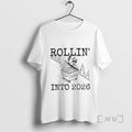 Officials Funny Raccoon Feral Girl Rollin Into 2026 Snarky New Year Premium T Shirts Sweater Hoodie, Sweatshirt