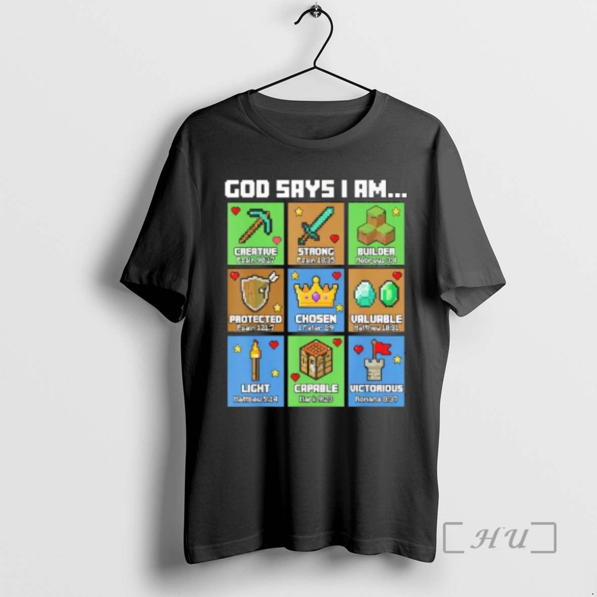 Officials God Says I Am Bible Verses Pixel Art Christian Gamer Boys Premium T Shirts Hoodie, Sweatshirt | InkRitualCo.com
