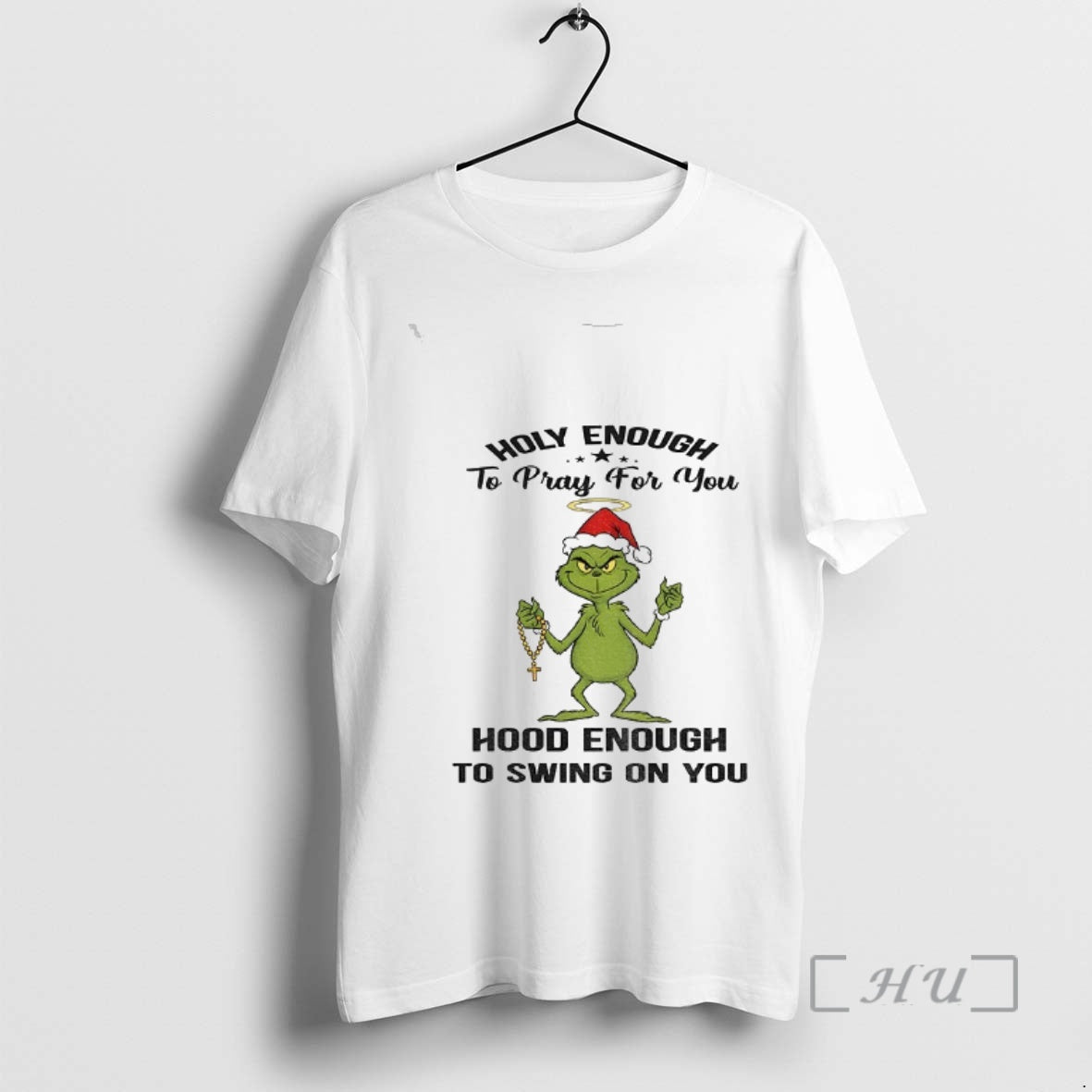 Officials Grinch Santa Holy Enough To Pray For You Hood Enough To Swing On You T-Shirts, Hoodie, Sweatshirt | InkRitualCo.com