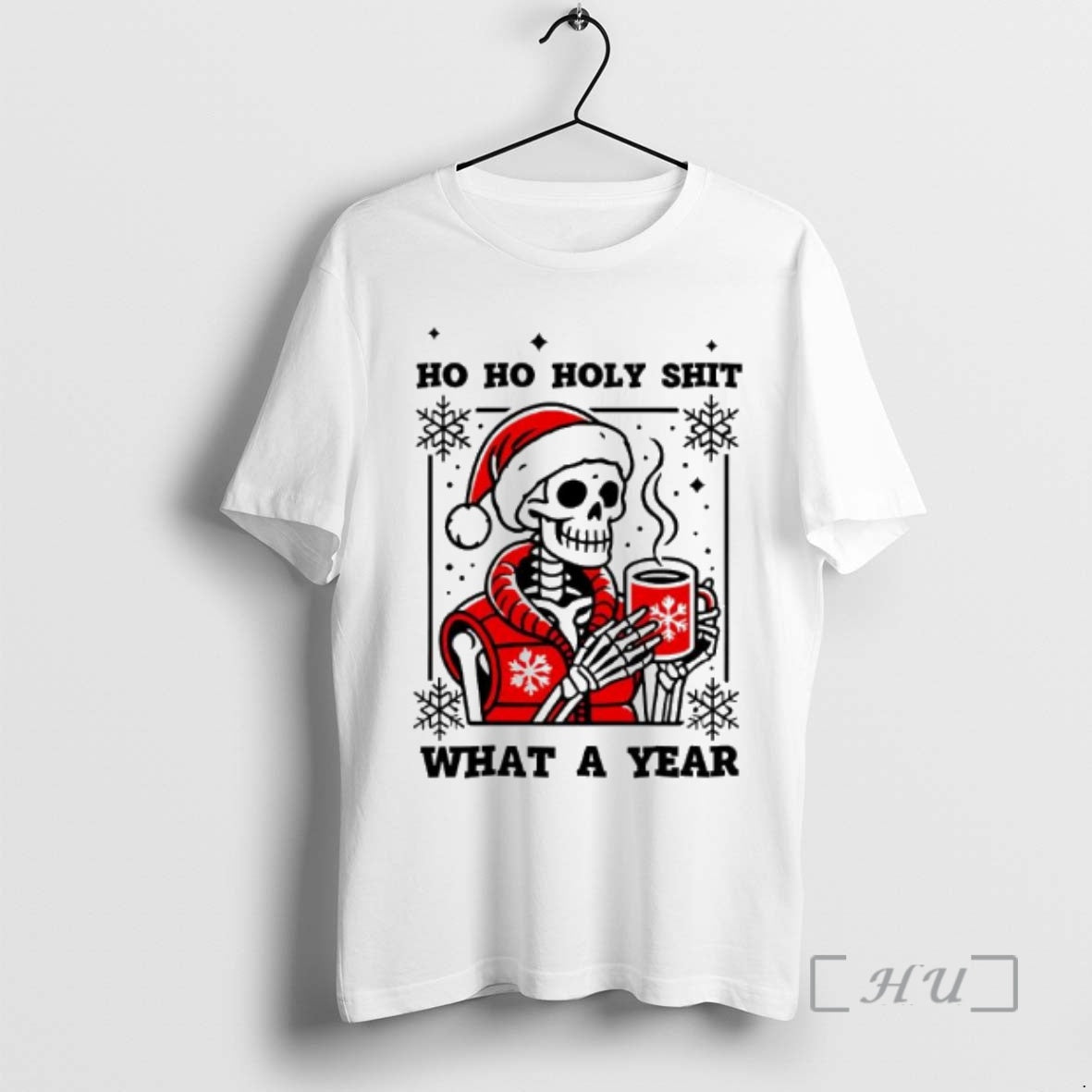 Officials Ho Ho Holy Shit What A Year Christmas Skeleton Graphic Premium T Shirts Sweater Hoodie, Sweatshirt