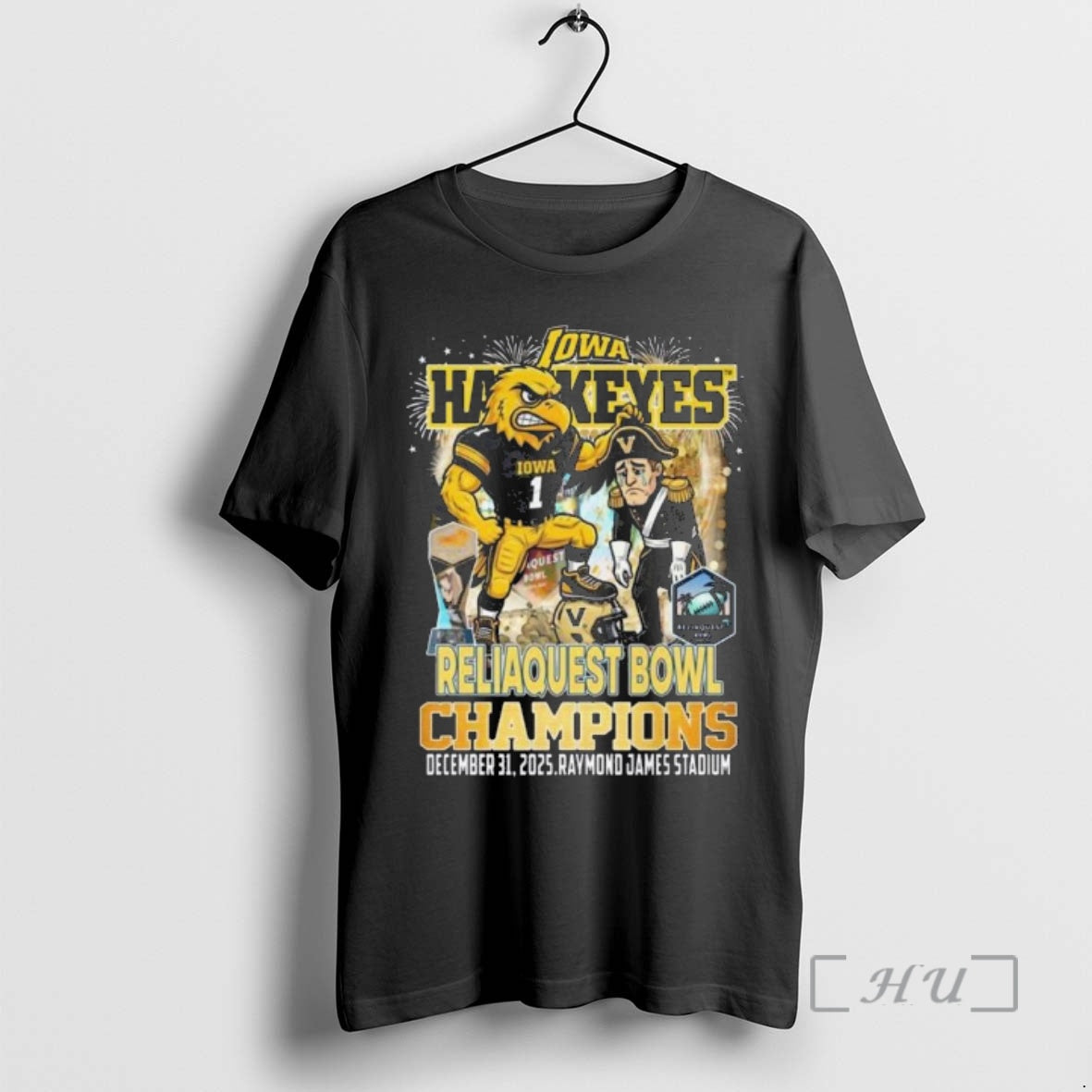 Officials Iowa Hawkeyes Reliaquest Bowl Champions 2025 Mascot T-Shirts, Hoodie, Sweatshirt | InkRitualCo.com