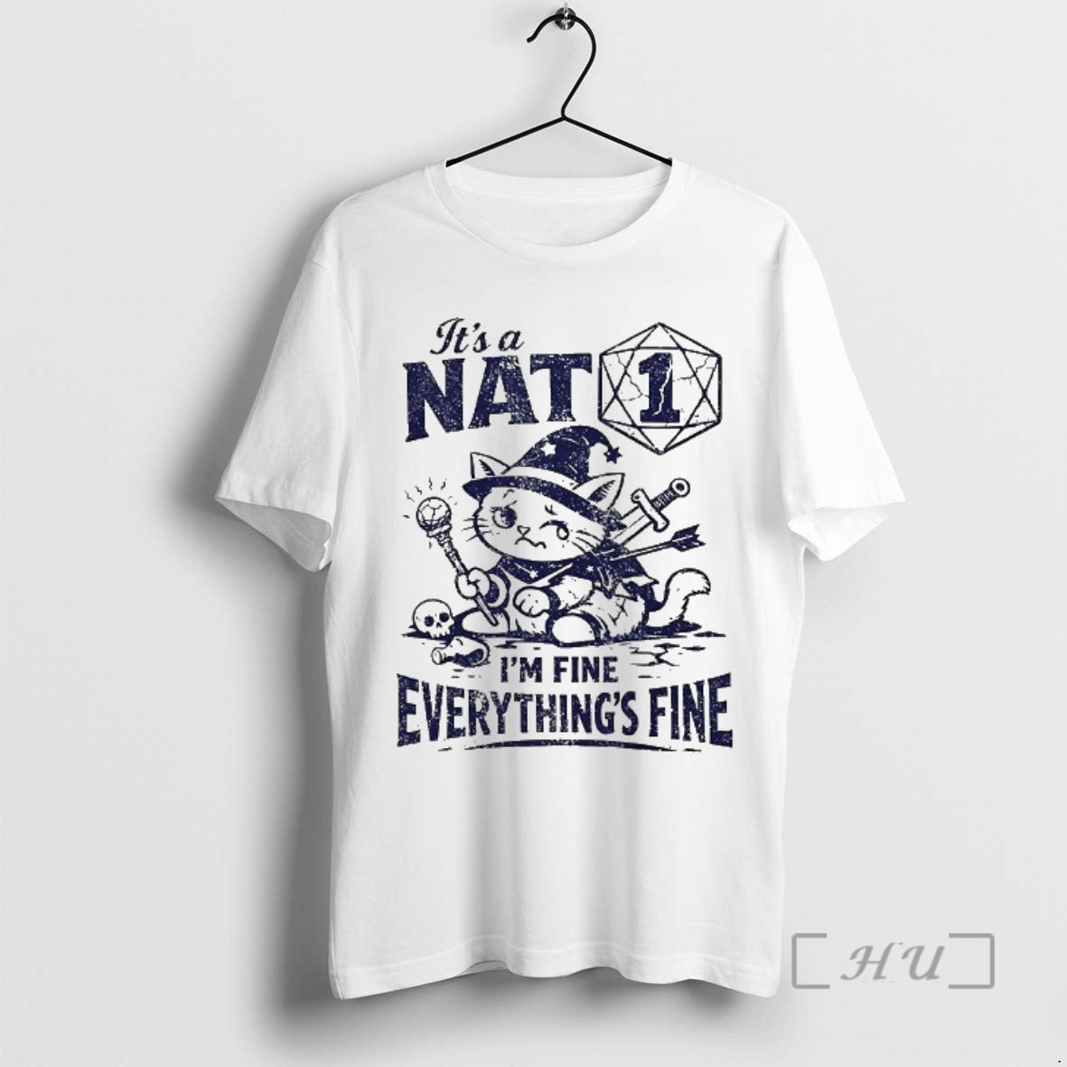 Officials Its A Nat 1 Im Fine Everythings Fine Cat Dungeons And Dragons Premium T-Shirts, Hoodie, Sweatshirt
