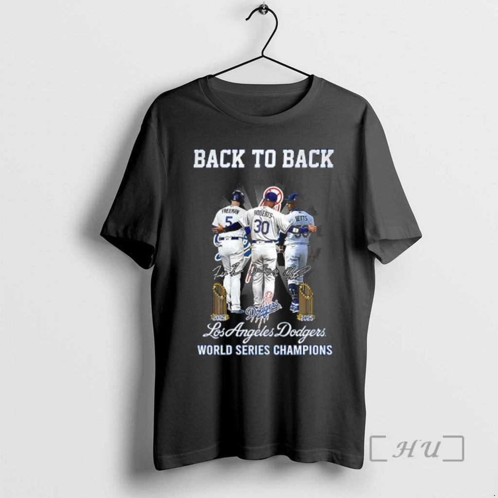 Officials Los Angeles Dodgers Back To Back World Series Champions Signature Premium T Shirts Sweater Hoodie, Sweatshirt