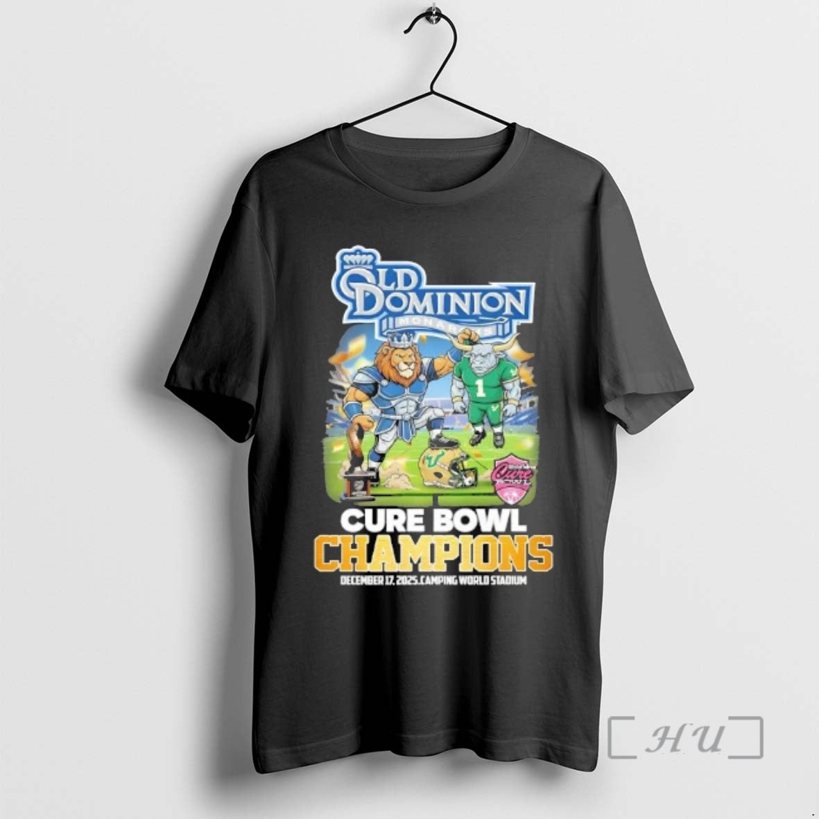 Officials Mascots Old Dominion Monarchs Cure Bowl Champions Camping World Stadium Graphic Premium T Shirts Hoodie, Sweatshirt
