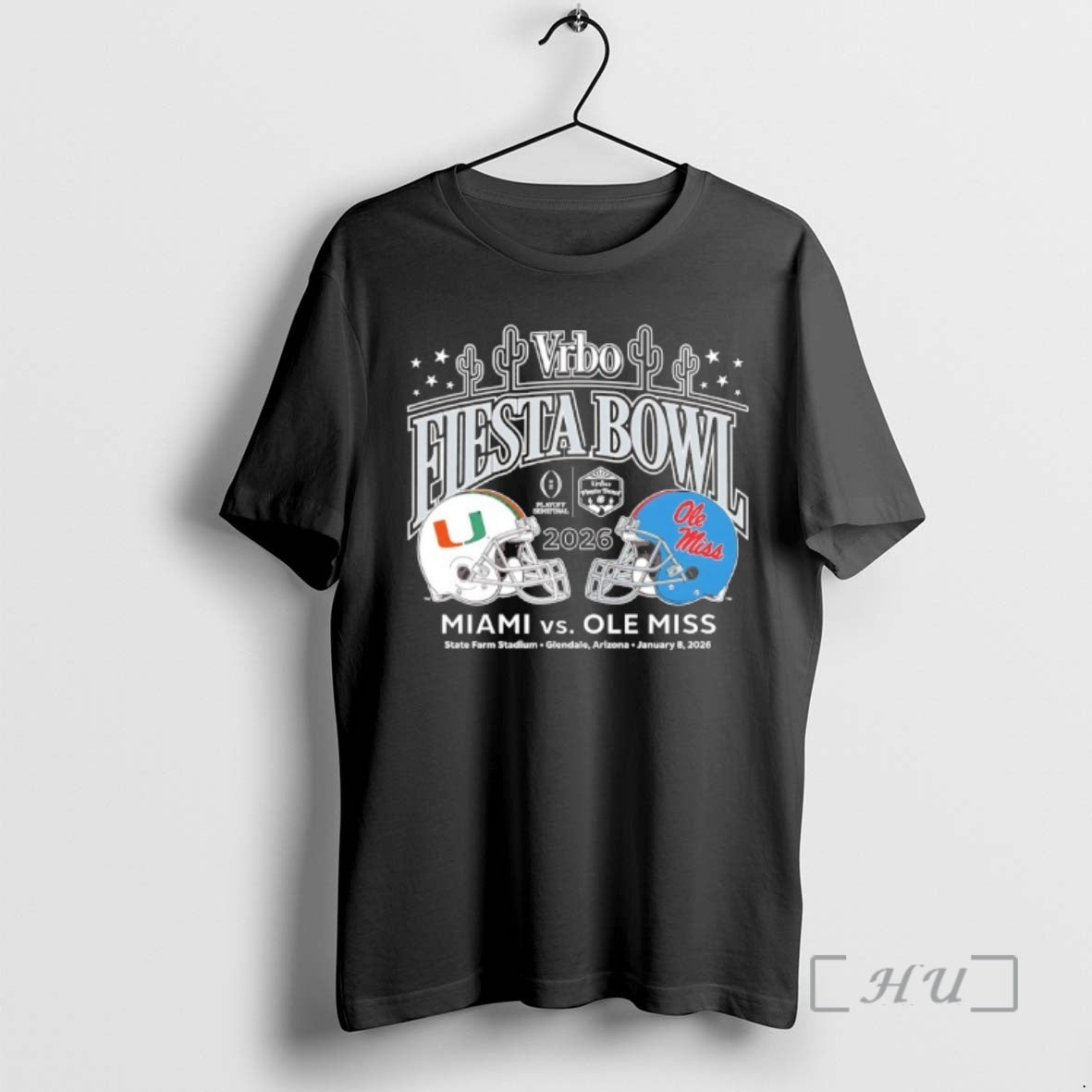 Officials Miami Vs Ole Miss 2026 Vrbo Fiesta Bowl Cfp Semifinal Matchup Helmet Premium T-Shirts, Hoodie, Sweatshirt